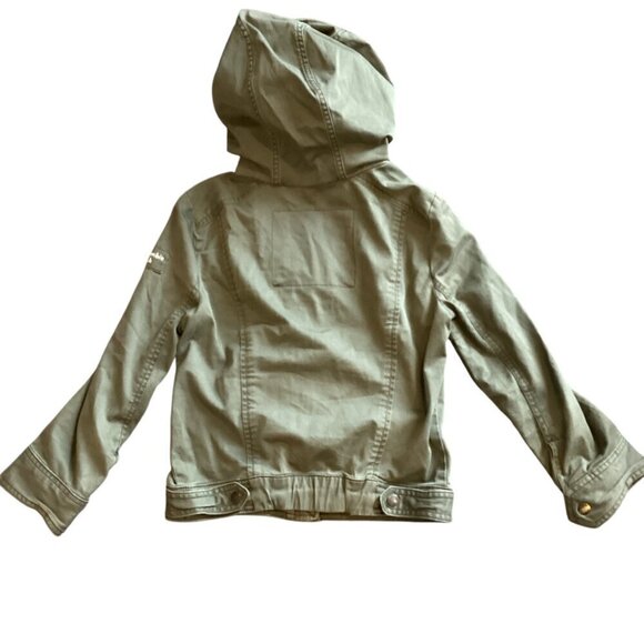 Abercrombie & Fitch Army Green/Khaki Hooded Full Zip Jacket Kids L #319G - Picture 3 of 7